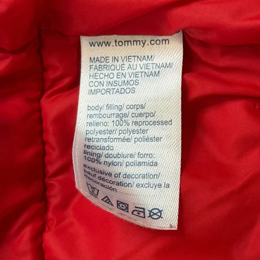 NWOT Tommy Hilfiger Red Puffer Jacket Hooded Water Resistant Kids Size XS 4-5
